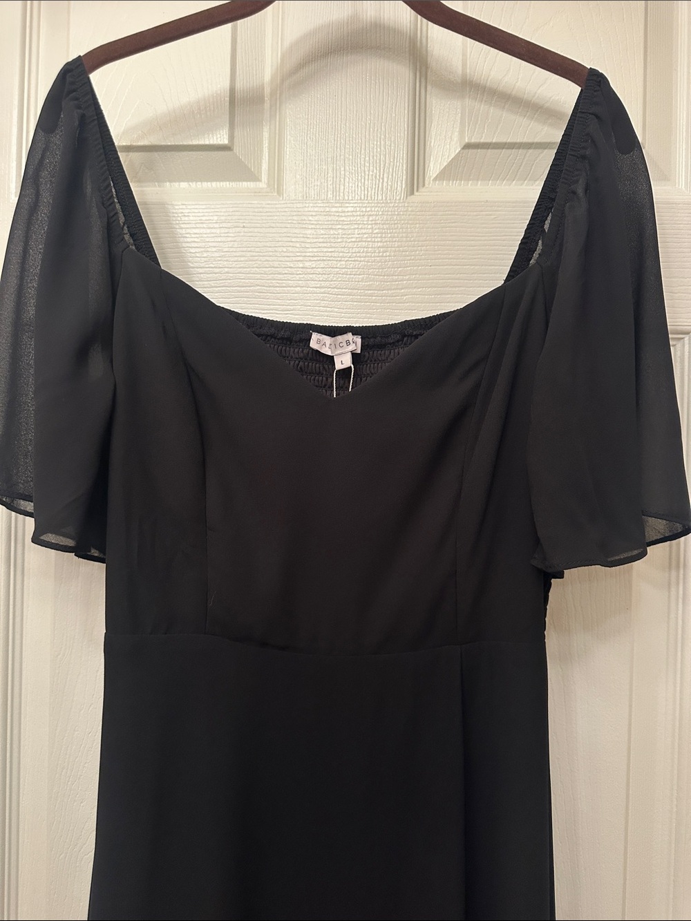 Baltic Born Black Flutter-Sleeve Dress